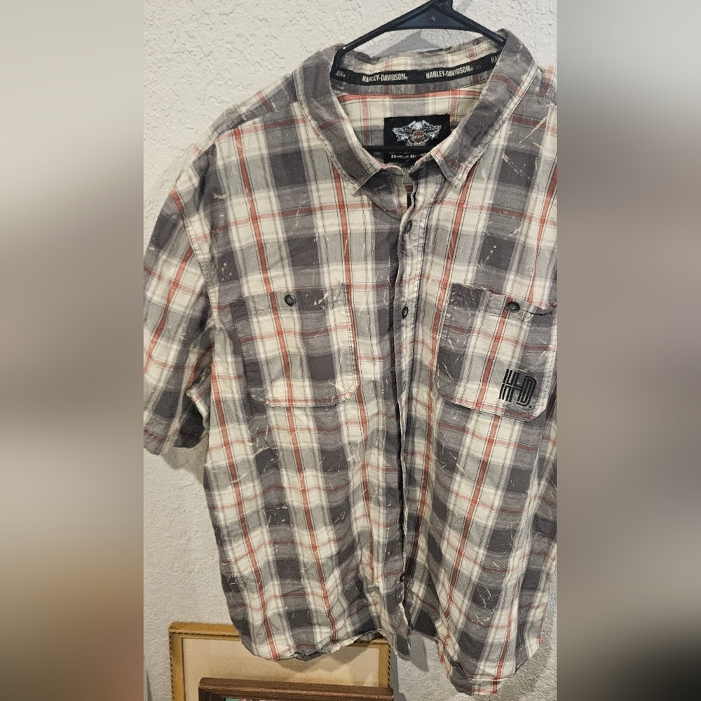 Men's Harley Davidson Vintage Button Down Short Sleeve Plaid Large